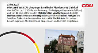 Infostand des CDU Gemeindeverbands Limpurger Land beim Gaildorfer Pferdemarkt